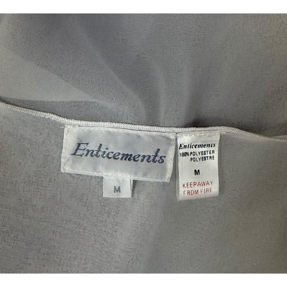 Vintage Enticements Sheer White Chiffon Robe Lace Pearl Ruffle Sleeve Peignoir M - Picture 15 of 16